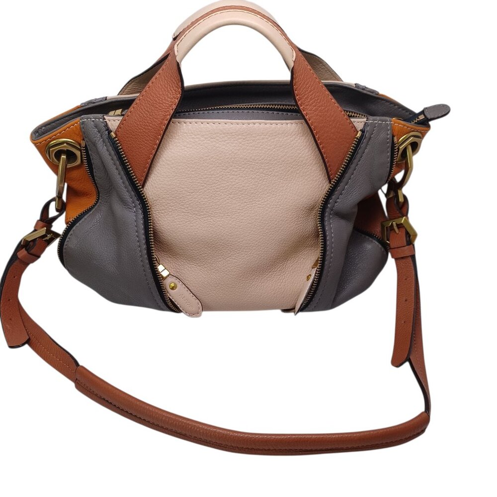 orYANY Bag Lian Color-block Pebbled Leather Shoulder Purse Satchel Zipper Detail